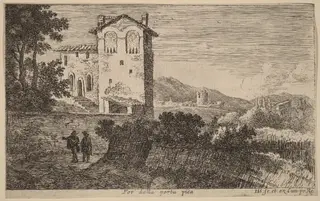 Villa Outside the Porta Pia, by Herman van Swanevelt, ink, 1628