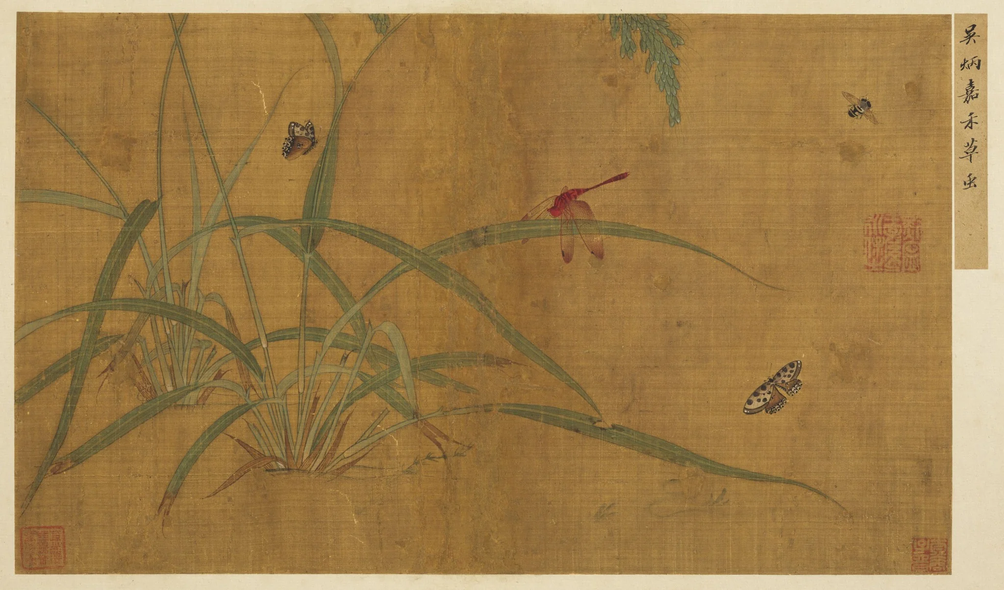 名繪集珍 冊 宋吳炳嘉禾草蟲, detail