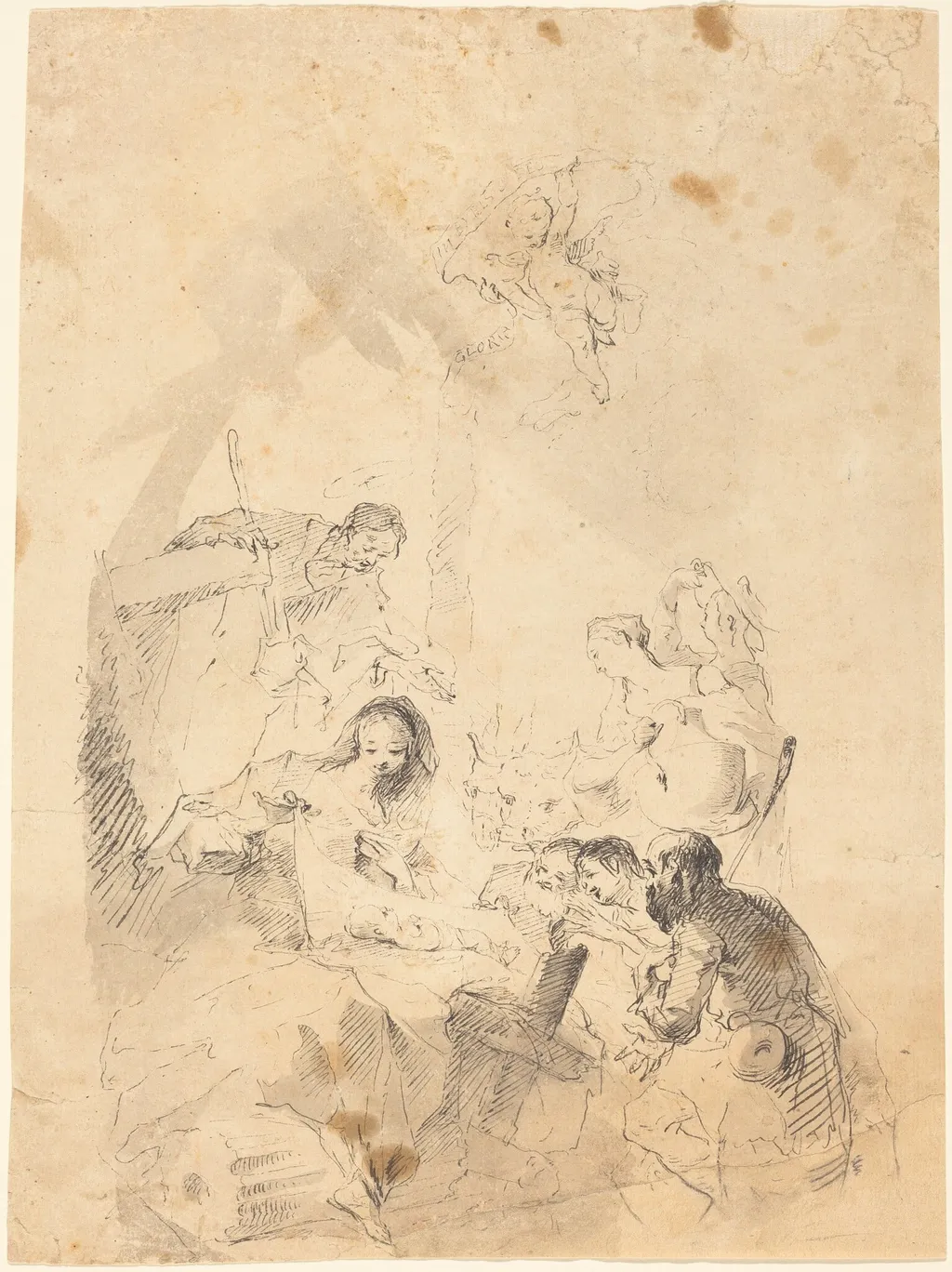 The Adoration of the Shepherds, by Franz Anton Maulbertsch, ink, 1757