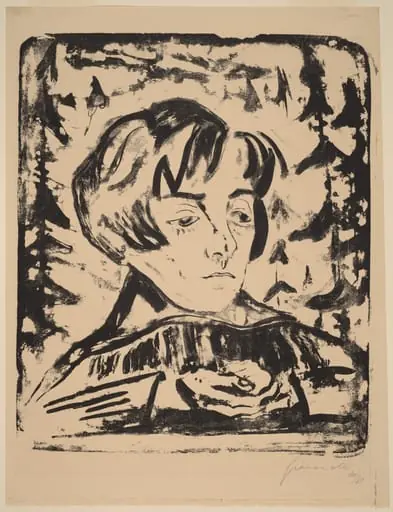 Listening, by Walter Gramatté, ink, 1920