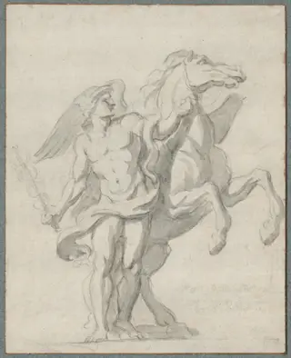 Mercury and Pegasus, by Charles Le Brun, chalk, 1670
