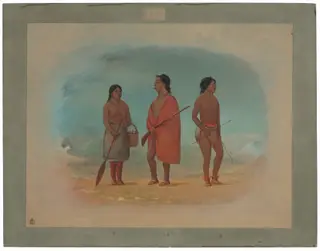 Botocudo Chief, His Wife, and a Young Man, by George Catlin, oil, 1862