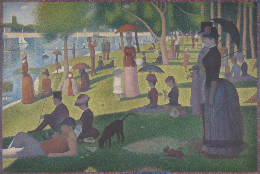 A Sunday on La Grande Jatte — 1884, by Georges Seurat, oil, 1885