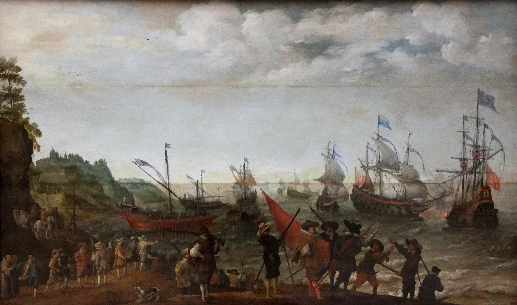 Sea Battle between Dutch and British ships in 1623, detail
