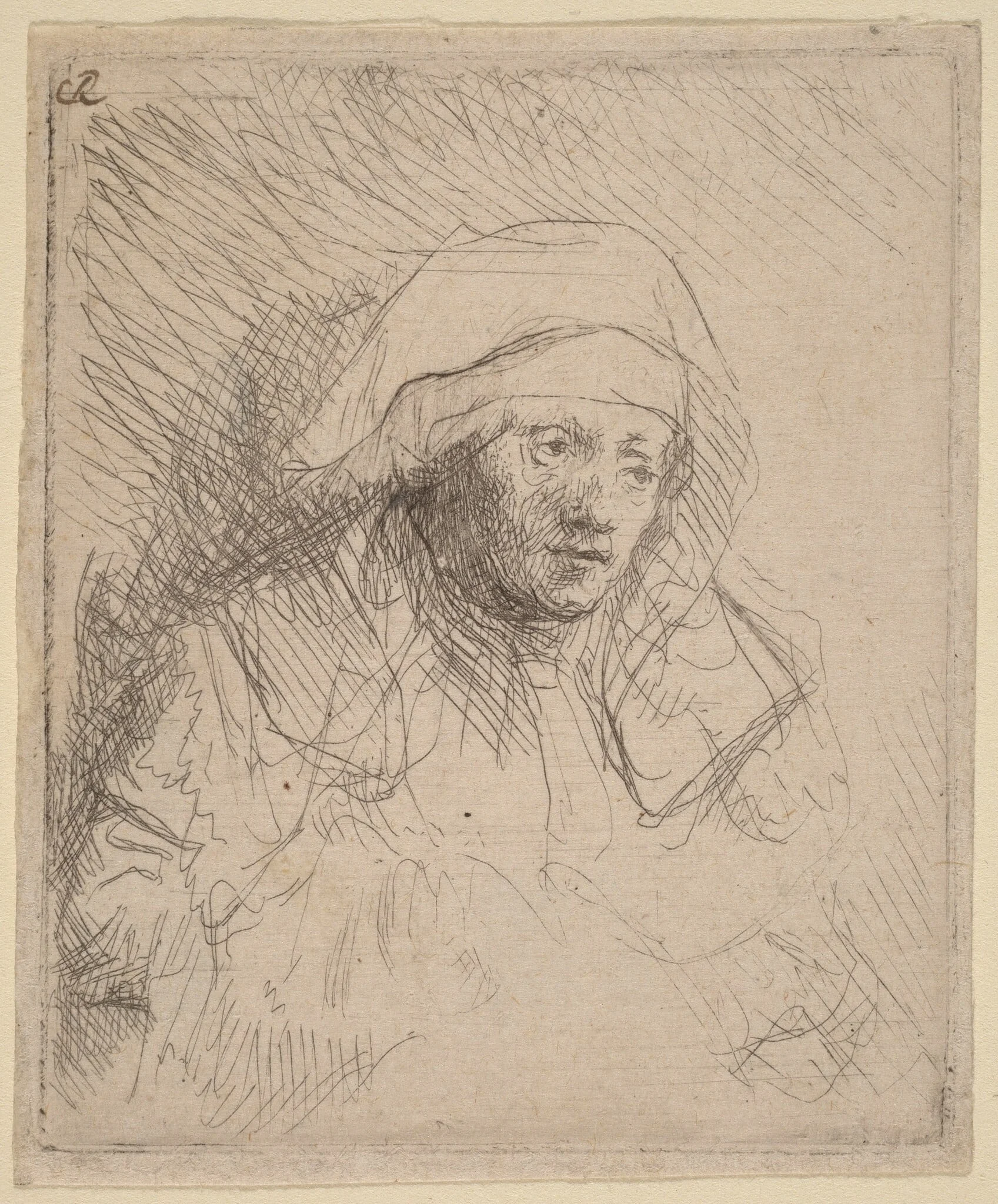 Sick Woman with a Large White Headdress (Saskia), detail