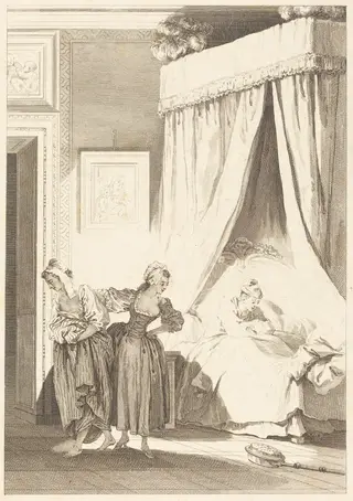 La gageure des trois commeres: La servante, by Antoine-Jean Duclos, ink, 1786