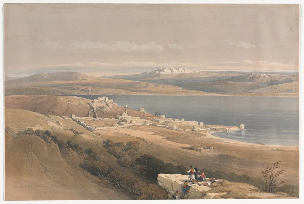City of Tiberias on the Sea of Galilee, looking towards Hebron, by David Roberts, 1839