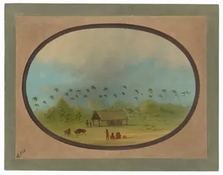 A Small Tobos Village, by George Catlin, oil, 1862