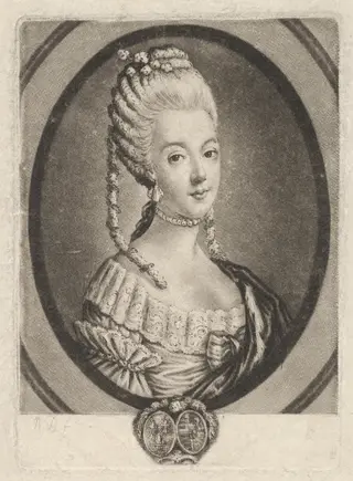 Marie-Antoinette, by Richard Brookshaw, ink, 1774