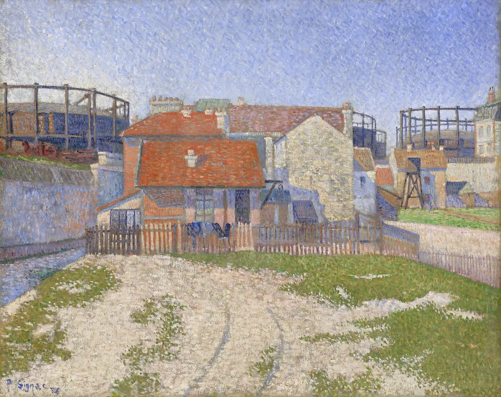 Gasometers at Clichy, by Paul Signac, oil, 1894