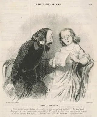 Un article louangeur, by Honoré Daumier, ink, 1845