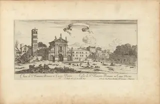 Chiesa di Sta Francisca Romana in Campo Vaccine, by Israël Silvestre, ink, 1650