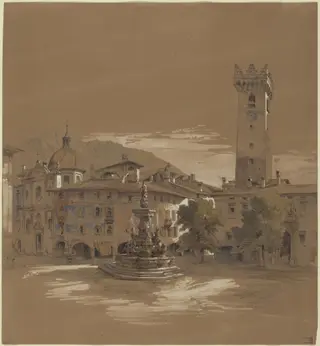 View of Trento, by Albert Emil Kirchner, ink, 1849