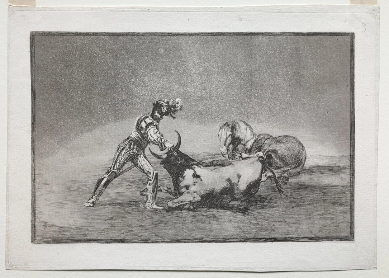 La Tauramaquia: A Spanish Knight Kills the Bull after Having Lost His Horse, detail