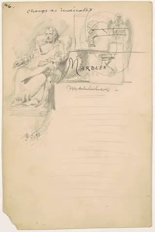 Study for "Marbles", by James Henry Moser, ink, 1890