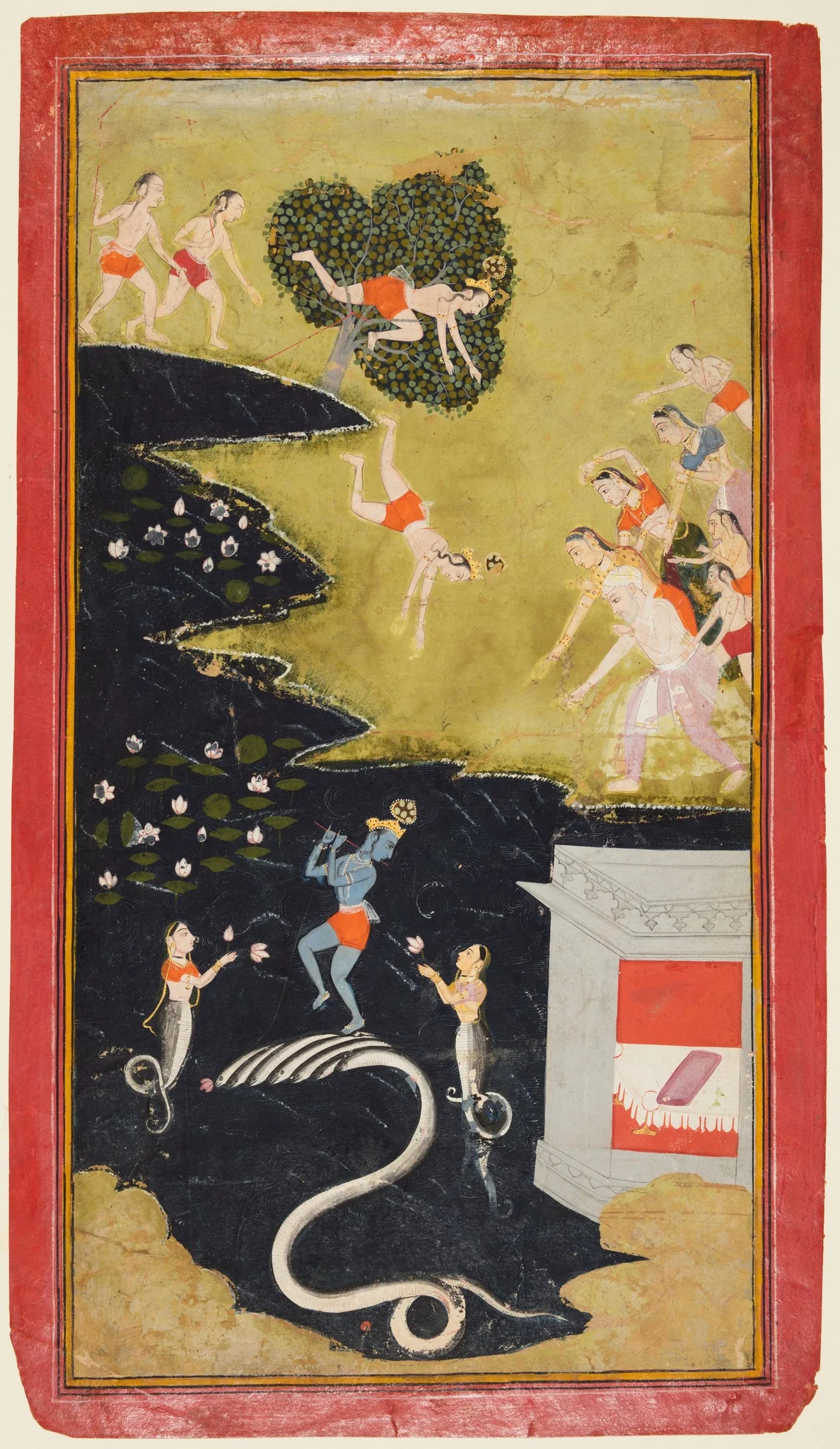 Krishna Quells the Serpent Kaliya, from a Bhagavata Purana, detail