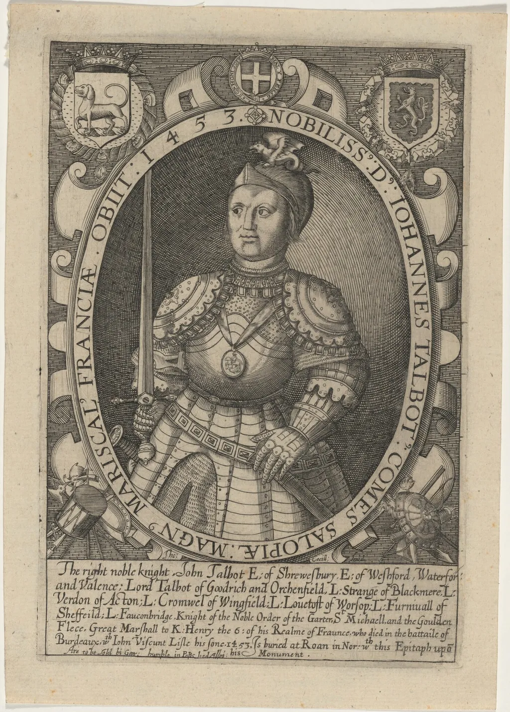John Talbot, First Earl of Shrewsbury, by Thomas Cecil, ink, 1621