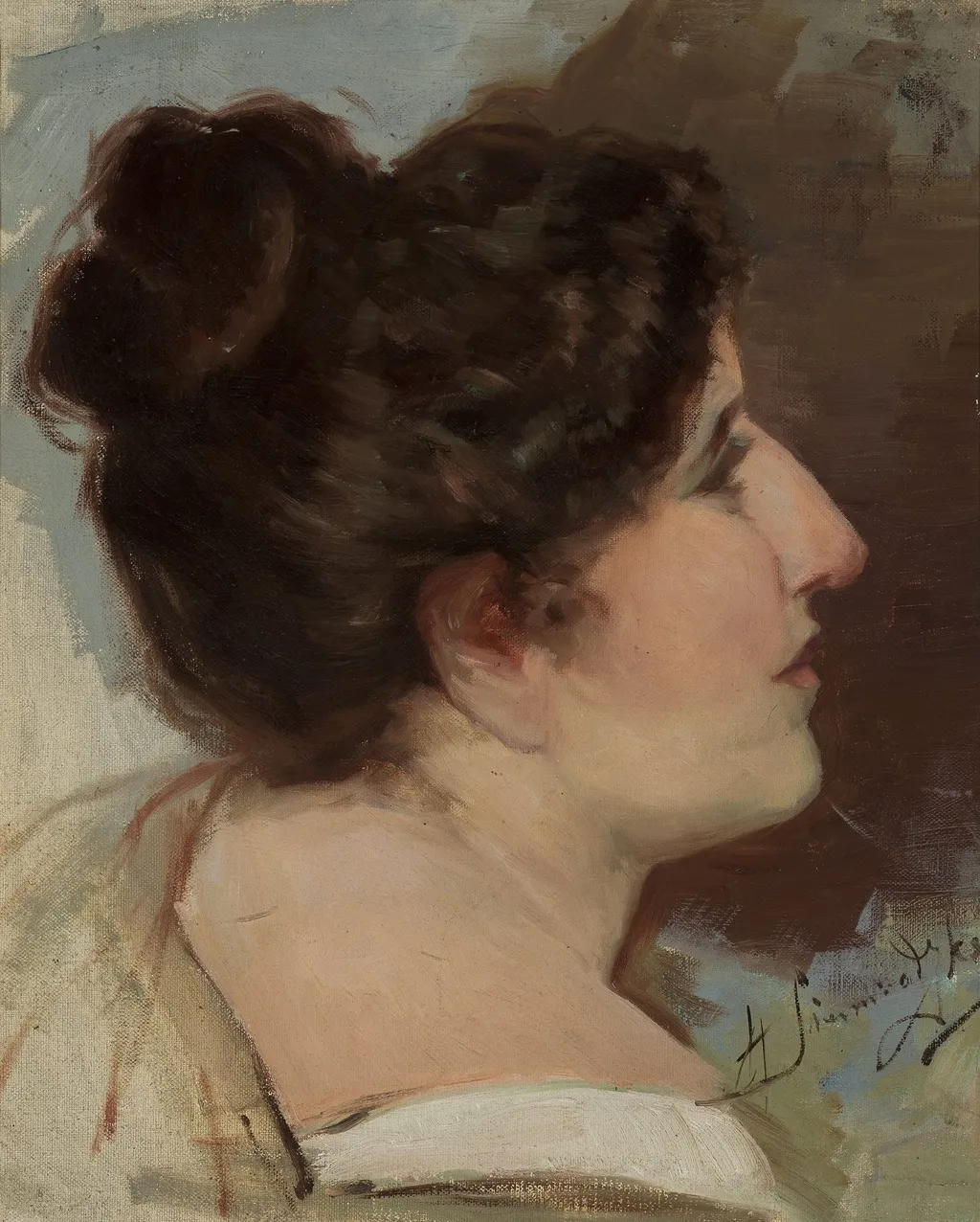 Study of a head, by Henryk Siemiradzki, oil, 1882
