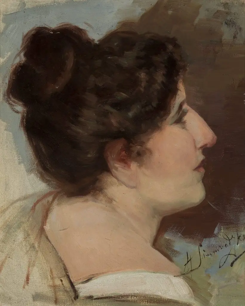 Study of a head, by Henryk Siemiradzki, oil, 1882