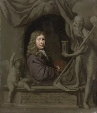 Self portrait, by Michiel van Musscher, oil, 1693