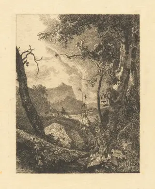 Italian Landscape, by Maxime Lalanne, ink, 1873