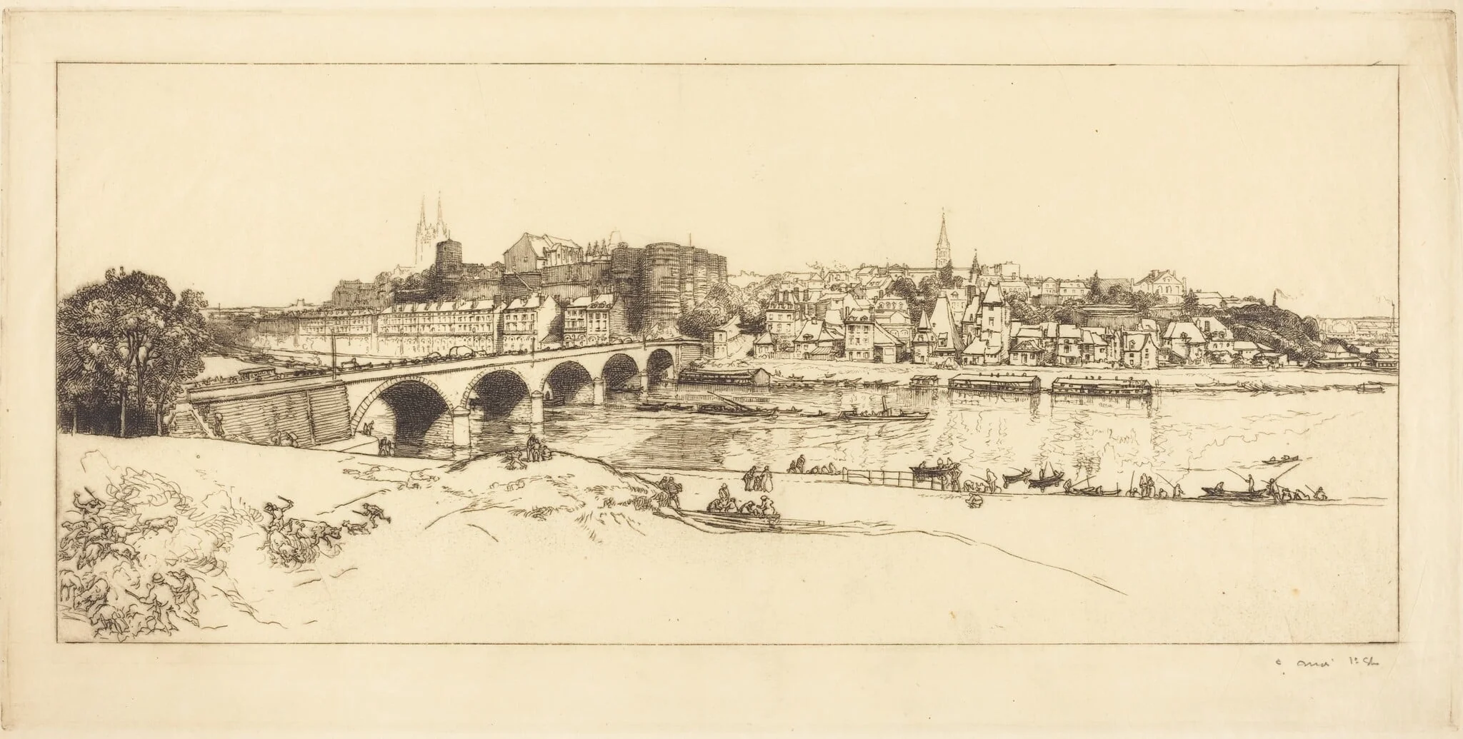 Angers - Panoramic View (Angers - Vue panoramique), detail
