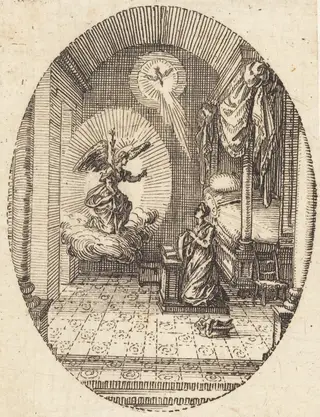 The Annunciation, by Jacques Callot, ink, 1631