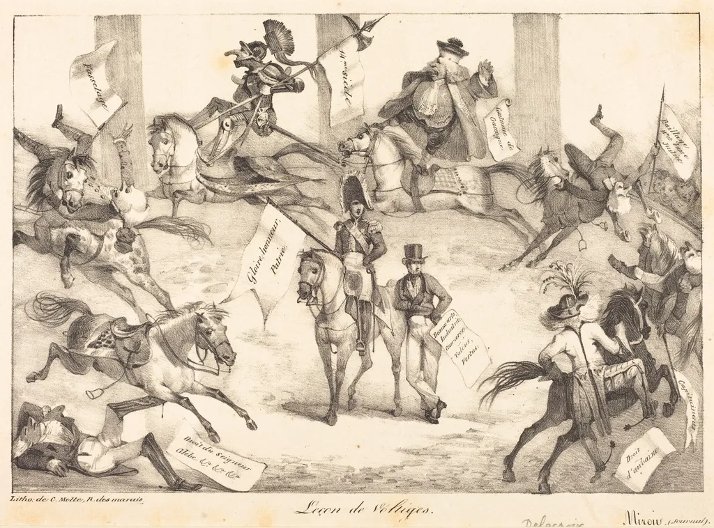 Leçon de Voltiges (Trick Riding), by Eugène Delacroix, ink, 1822