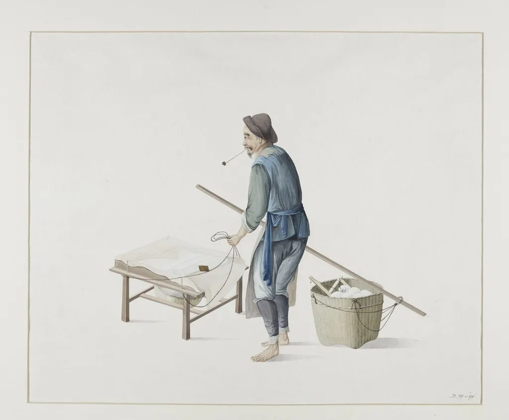 A Bean Curd Seller, by Puqua, paint, 1790