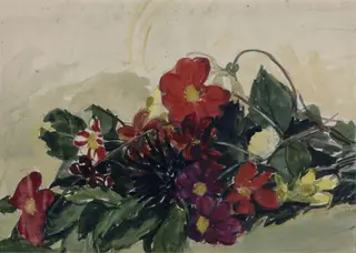 Single Dahlias, by Ursula Tyrwhitt, watercolor, 1900