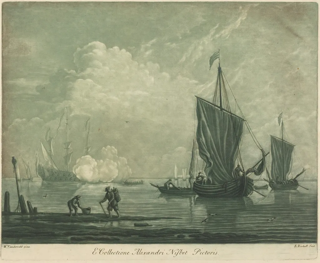 Shipping Scene from the Collection of Alexander Nisbit, by Elisha Kirkall, ink, 1724