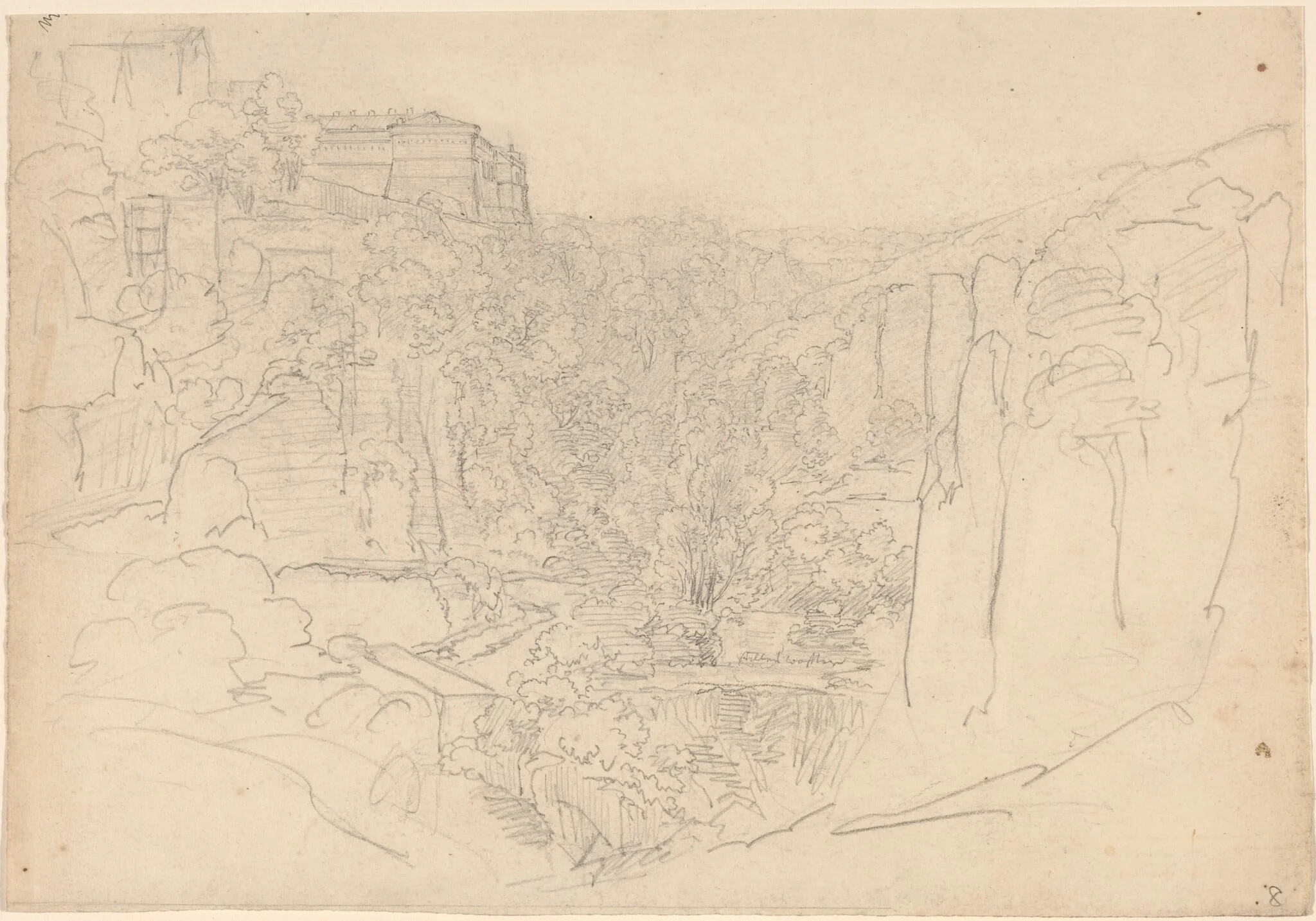 Fortified Castle Above a Narrow Valley, detail