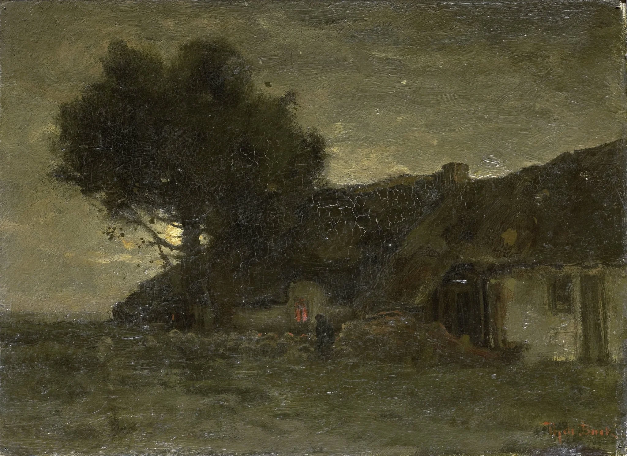 A Sheepfold at Nightfall, detail