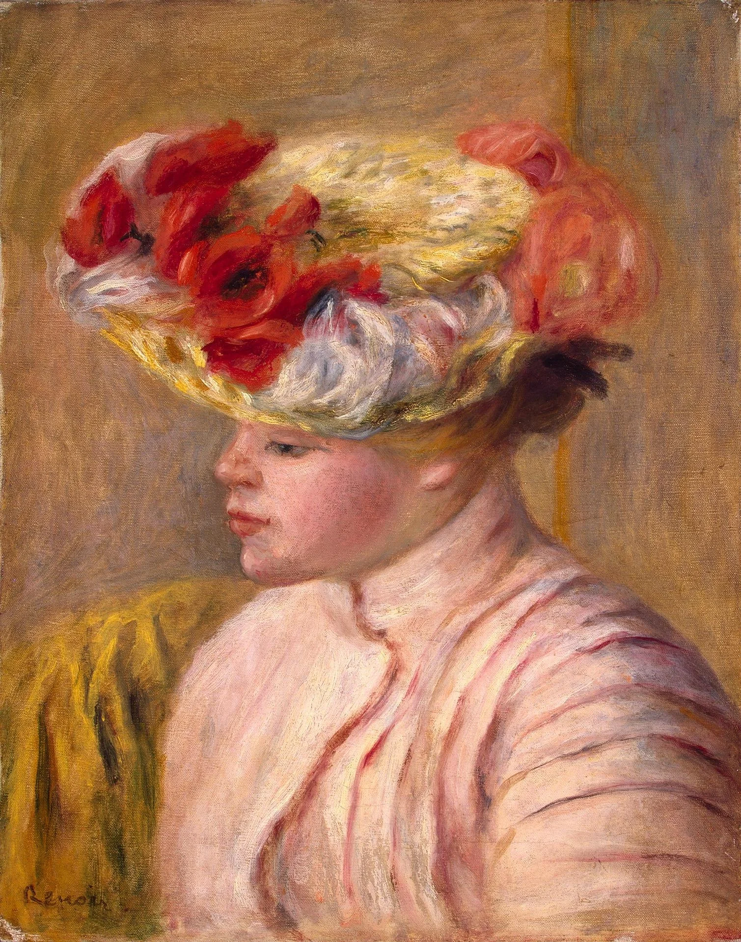 Young Woman in a Flowered Hat, detail