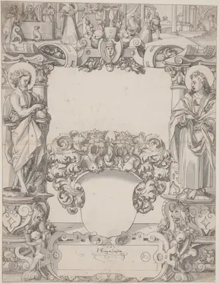 Glass Design with Saint John the Baptist and Saint John the Evangelist, by Hans Kaspar Lang the Elder, ink, 1595