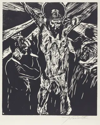 Christus am Kreuz (The Crucifixion), by Lovis Corinth, ink, 1919