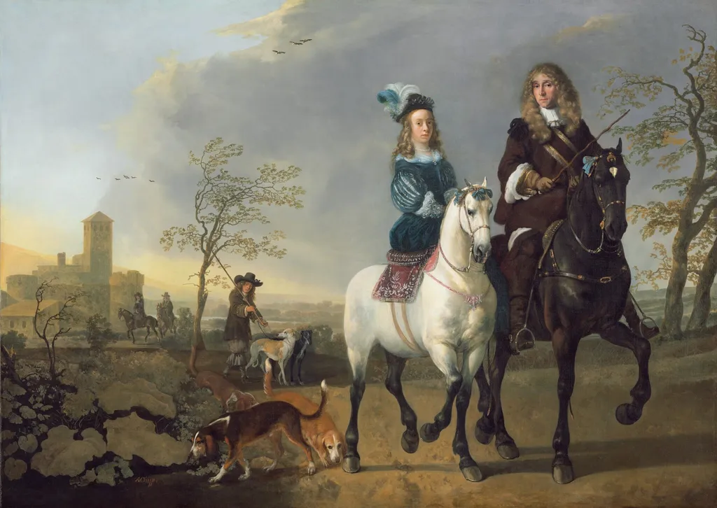 Lady and Gentleman on Horseback, by Aelbert Cuyp, oil, 1662