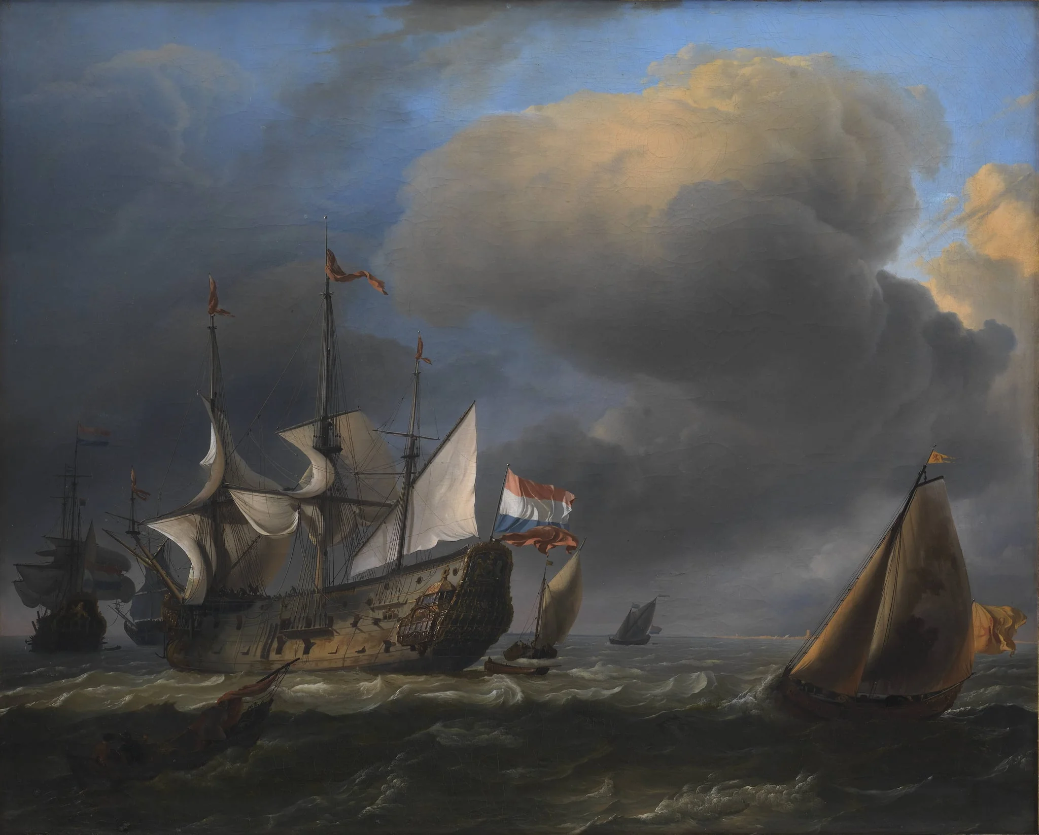 Seascape with Dutch Men-of-War and Fishing Boats, detail