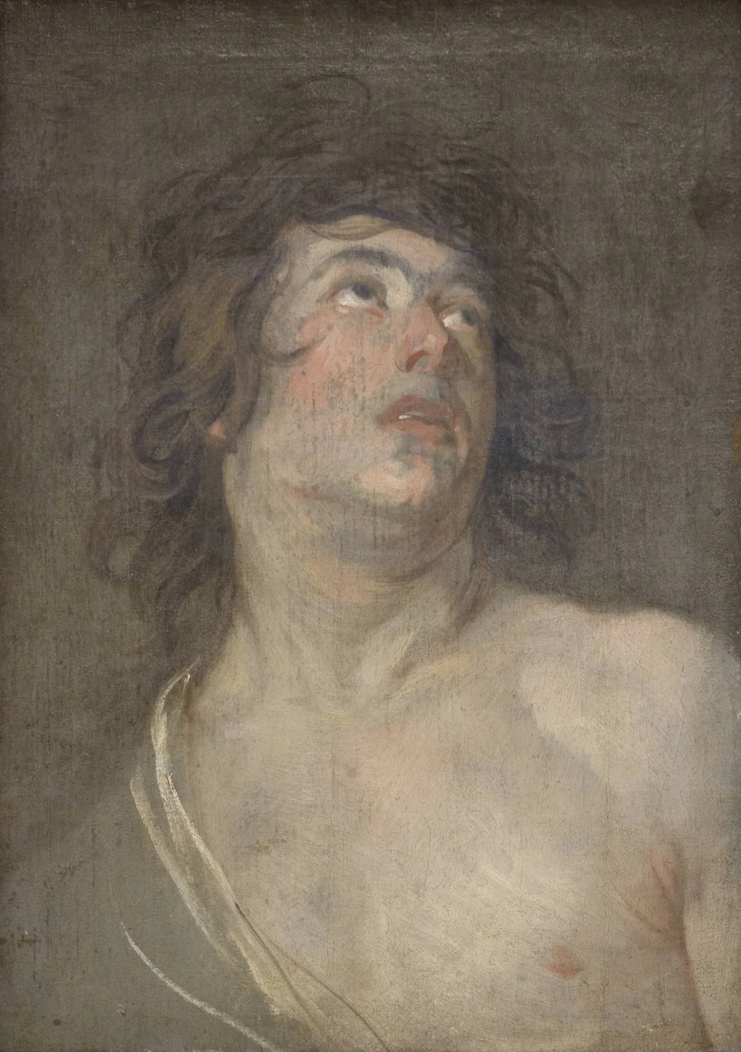 Study Head of a Young Man Looking Upwards. St Sebastian, detail