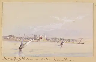 The ViceRoy's Palace on Lake Ismailia, by Edward Hovell Thurlow, watercolor, 1850