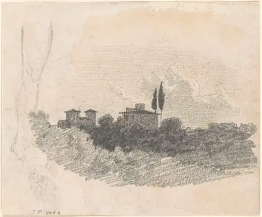 Italian Villa [recto], by John Singer Sargent, graphite, 1871