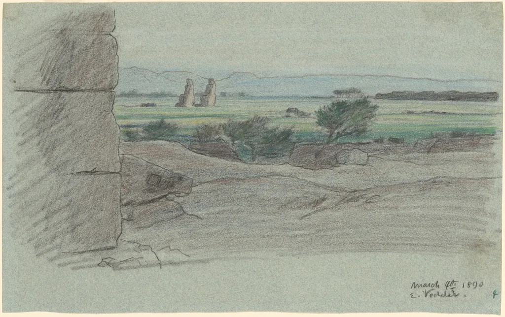 Nile Journey, No. 15, by Elihu Vedder, crayon, 1890