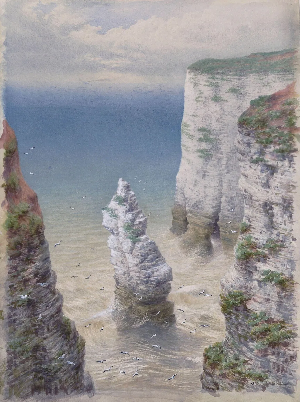 The King Rock, Flamborough Head, by William Henry Stopford, watercolor, 1878