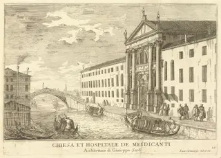 Chiesa et Hospitale de Mendicanti (plate 35), by Luca Carlevariis, ink, 1703