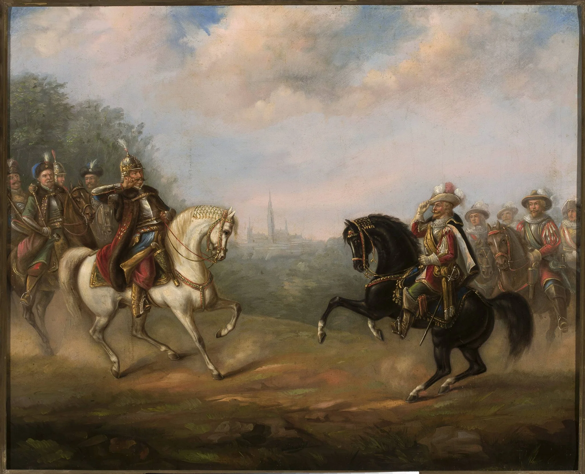 King John III Sobieski meets emperor Leopold at Vienna, detail
