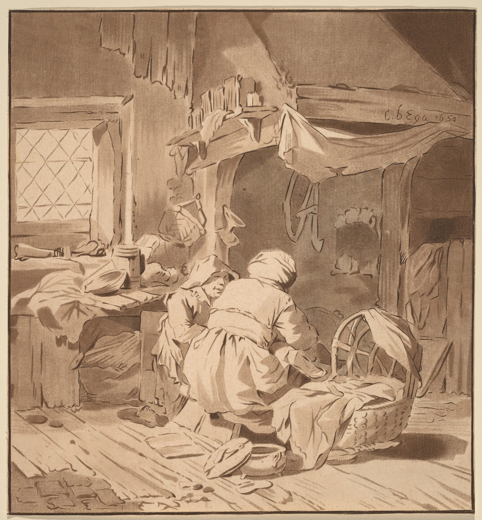 Interior of a Peasant House with Two Women, detail