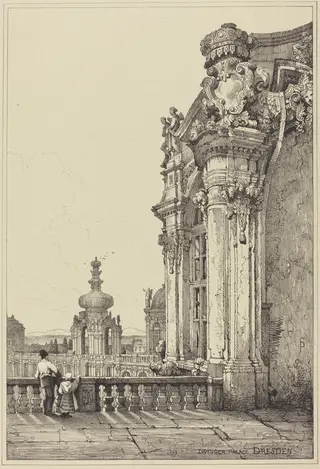 Zwinger Palace, Dresden, by Samuel Prout, gouache, 1818