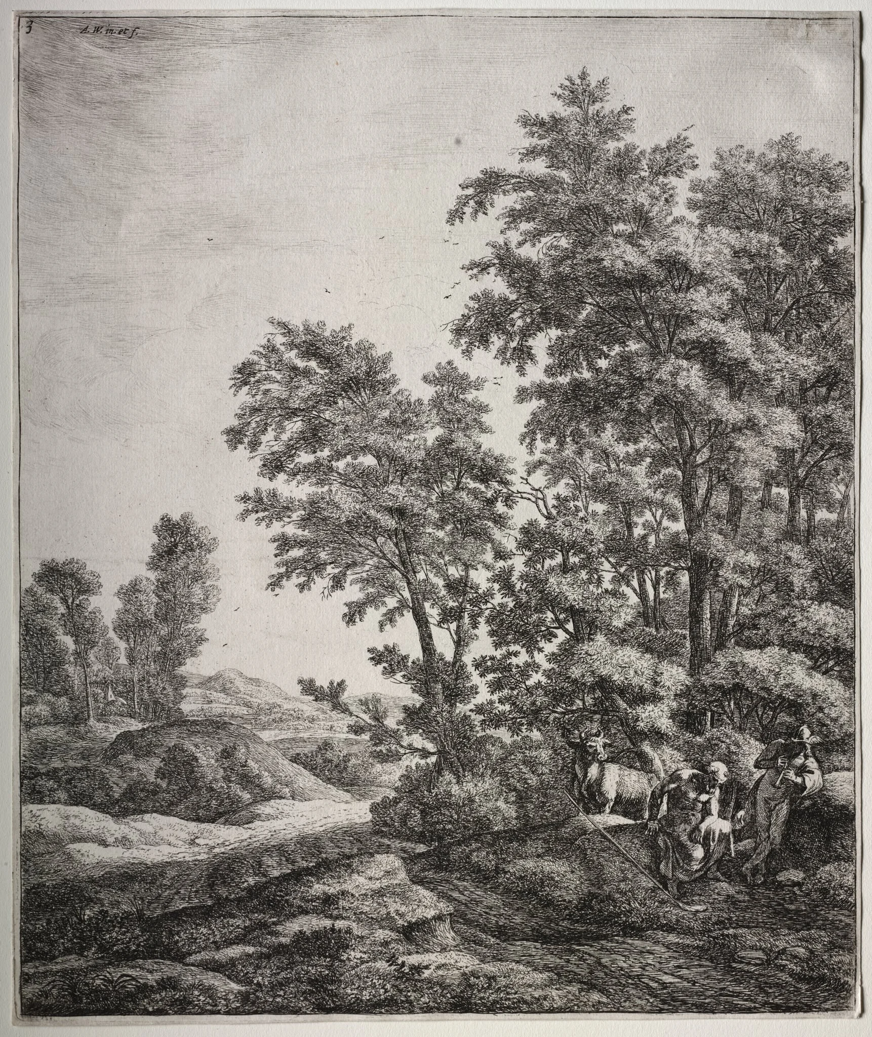 Six large upright landscapes with scenes from Ovid's Metamorphoses: Mercury and Argus, detail