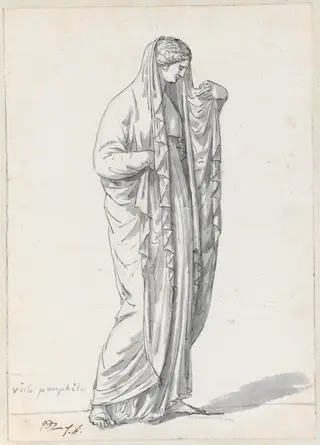 Draped Woman from the Villa Pamphili, by Jacques-Louis David, ink, 1778