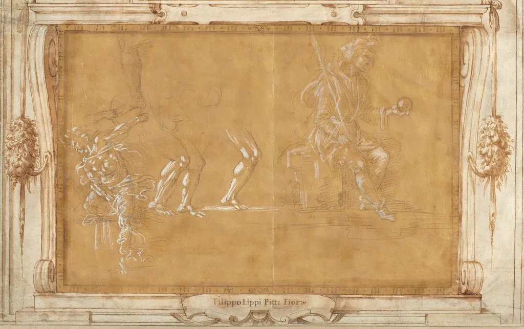 Various Figure Studies, by Filippino Lippi, ink, 1494
